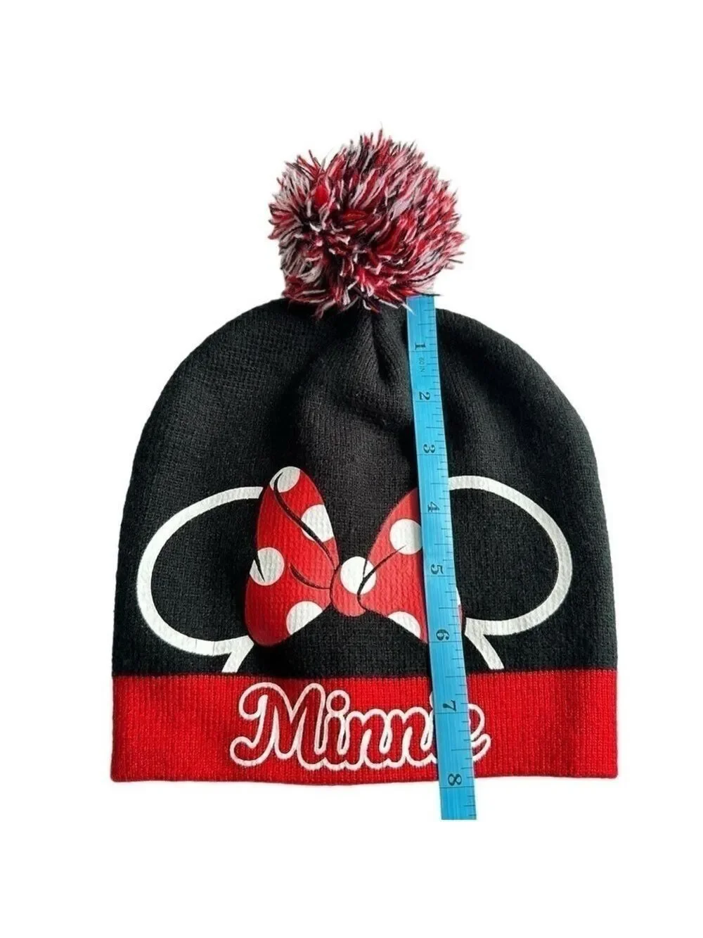 Minnie Black & Red Knit Pom Pom Winter Beanie‎ Cap Girls OS